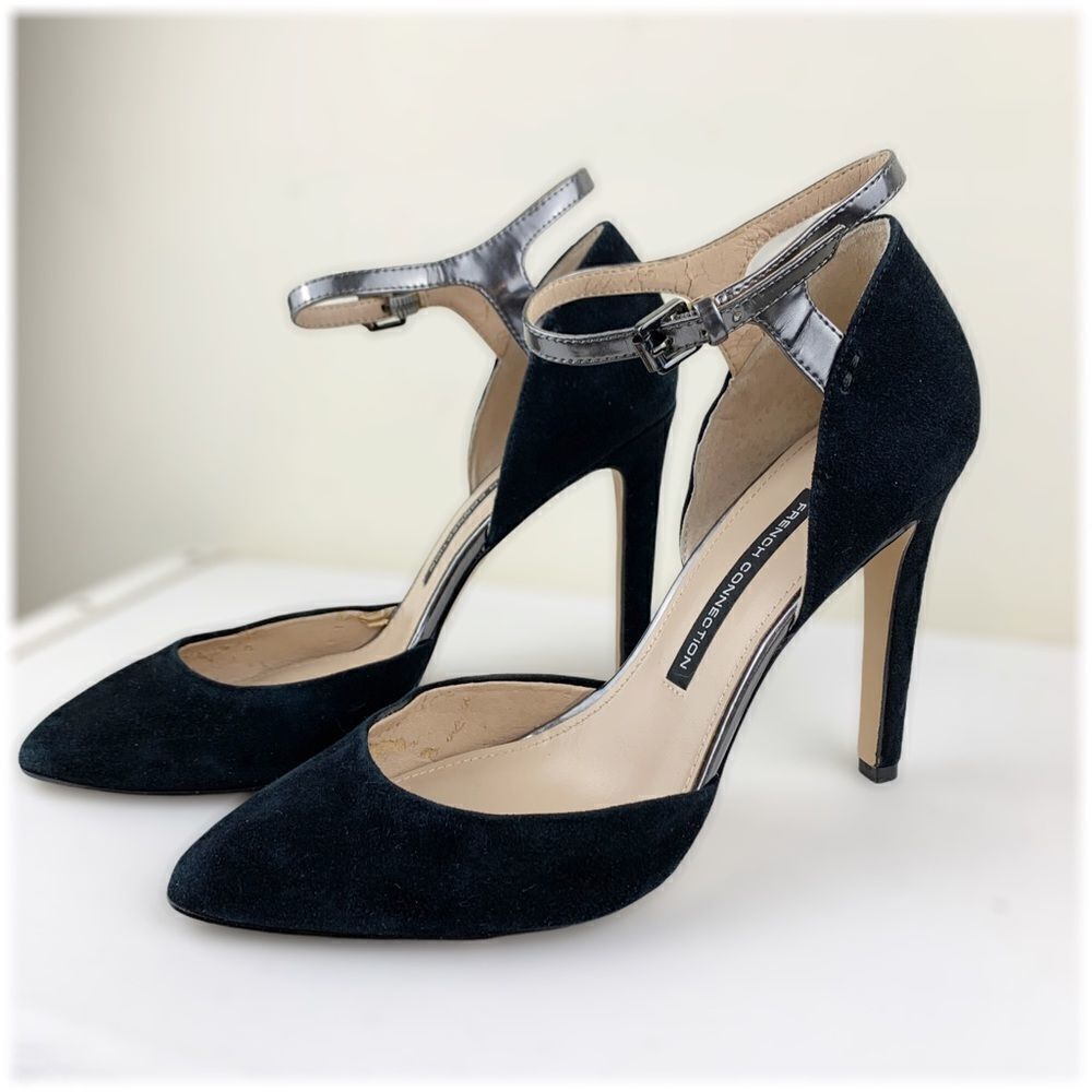 FRENCH CONNECTION Black Suede Heels